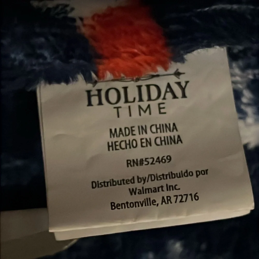 Holiday Time Blue and White Candy Cane and Snow Flakes Throw 50 x 60 inches